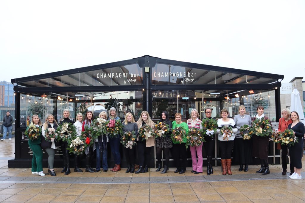 Cbony champagne wreath making