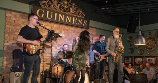 live band performing on stage at Katie O'Brien's irish bar at Walkergate Durham