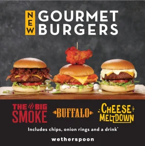 wetherspoons the bishops' mill gourmet burger range