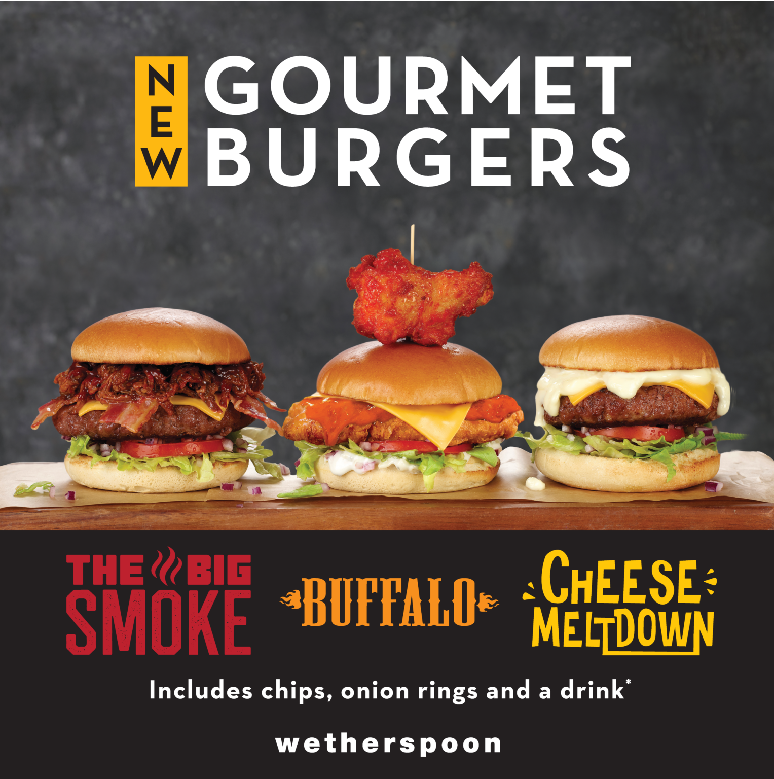 wetherspoons the bishops' mill gourmet burger range